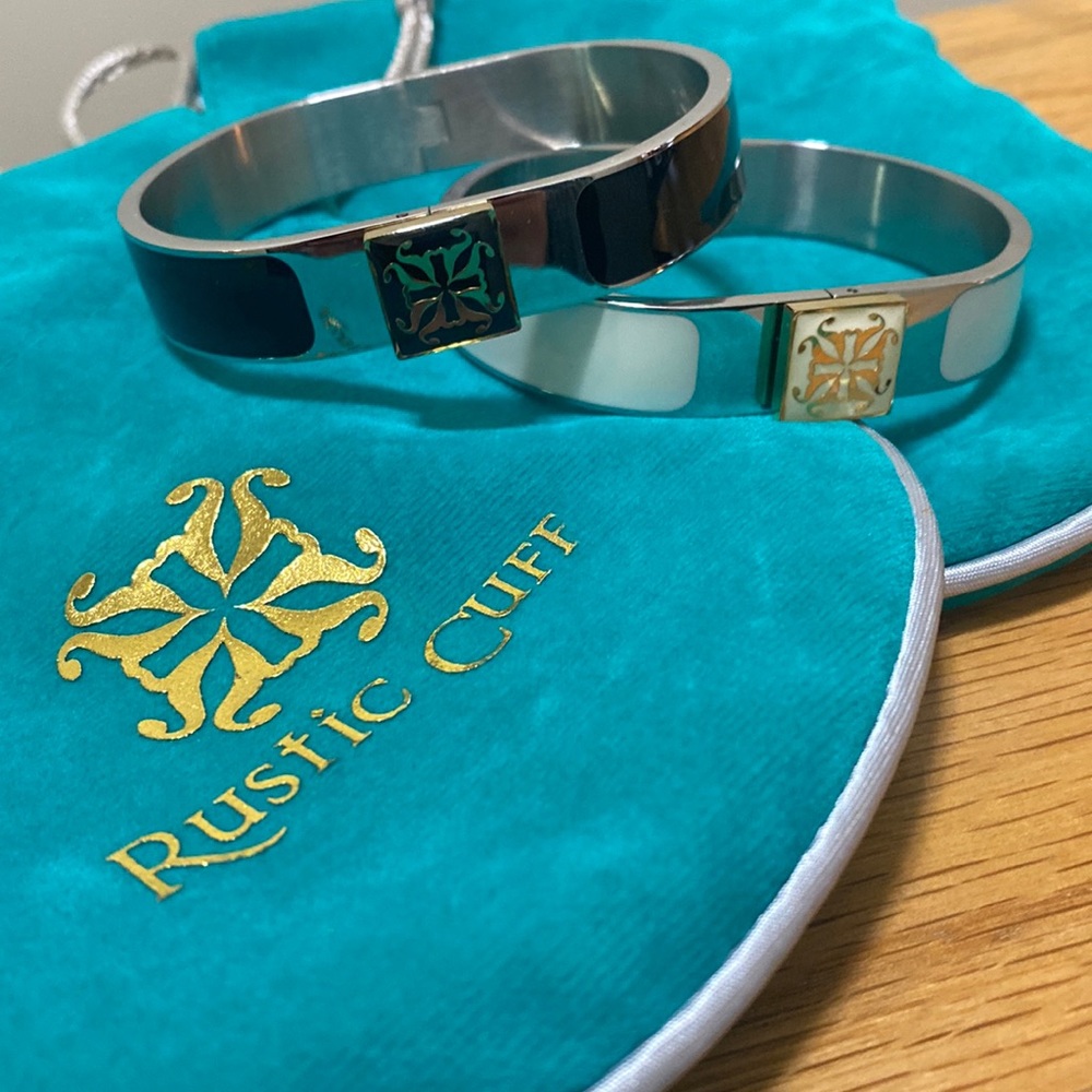 Rustic Cuff Bracelets - 2 Bracelets With 2 Pouches - image 1